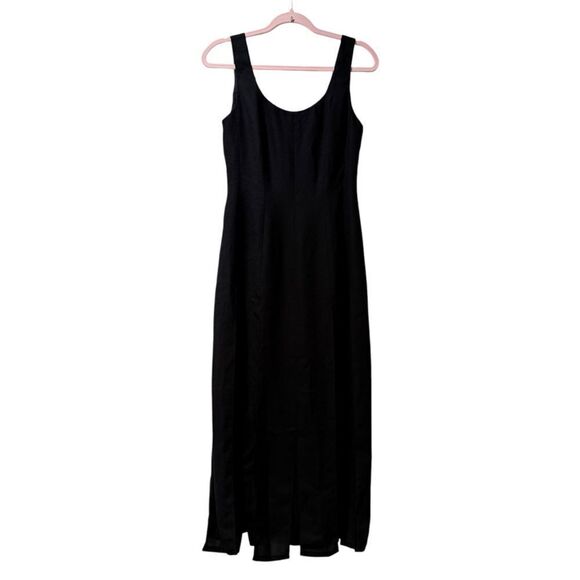Vintage 70's ABS Evening Collection Midi Dress Womens 6 Split Hem Romantic Goth - Picture 1 of 8